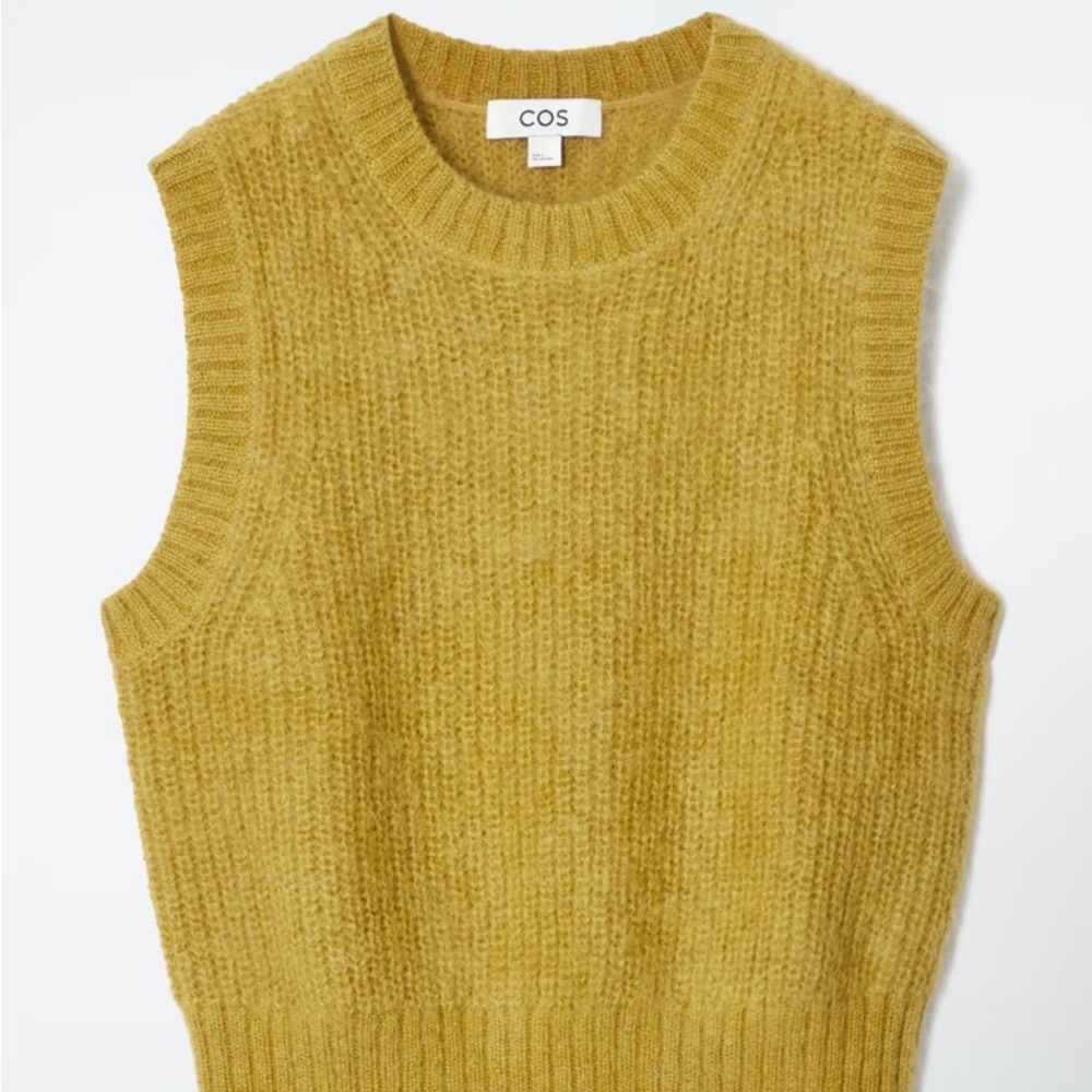 COS Women's Mustard Crewneck Sweater Vest